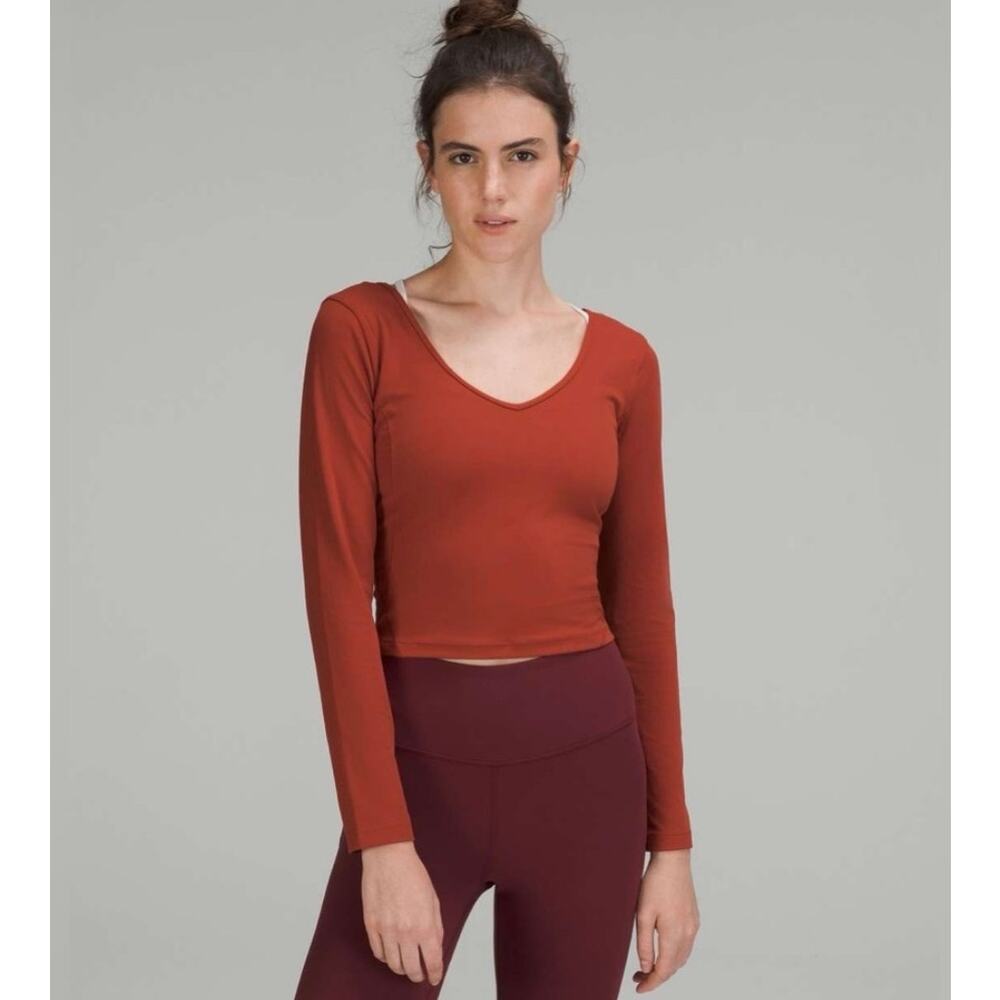 Lululemon Align Long Sleeve Top 10 Cayenne Yoga Nulu Athleisure Gym Cropped